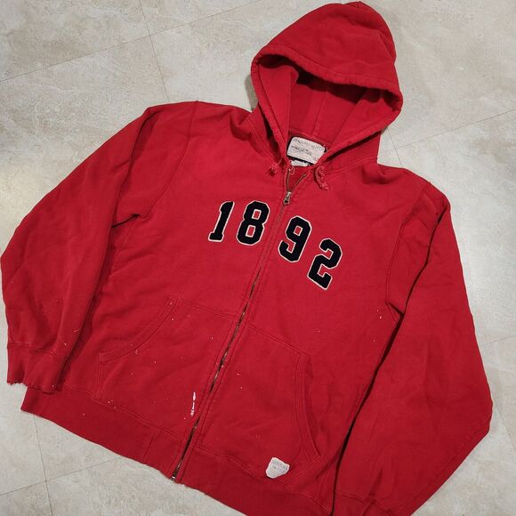 VTG Abercrombie & Fitch A&F Mens XL Full Zip Heavyweight Hoodie Sweatshirt - Picture 2 of 13